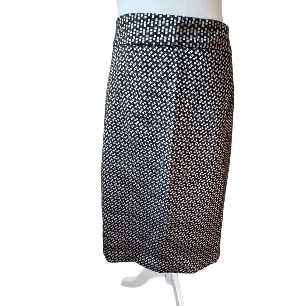 Coldwater Creek Skirt Dressy Black White Geometric A Line SZ 10 NWT